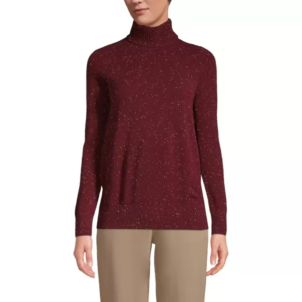 imageLands End Womens Cashmere Turtleneck SweaterRich Burgundy Donegal