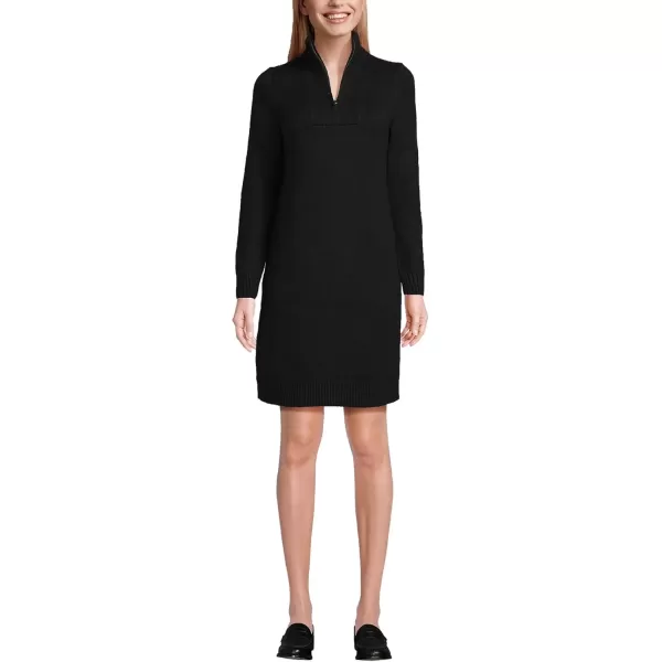 imageLands End Womens Cozy Lofty Quarter Zip Sweater DressBlack