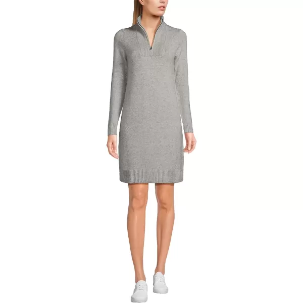 imageLands End Womens Cozy Lofty Quarter Zip Sweater DressGray Heather