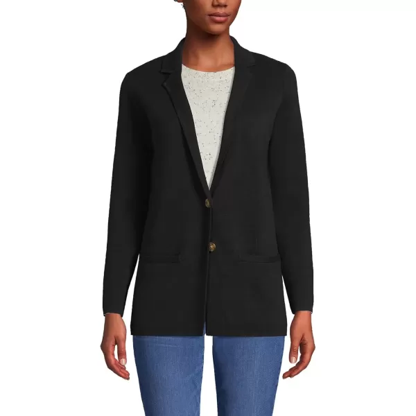 imageLands End Womens Fine Gauge Cotton Button Front Blazer SweaterBlack