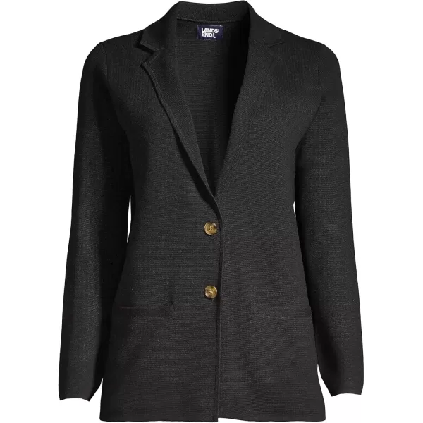 imageLands End Womens Fine Gauge Cotton Button Front Blazer SweaterBlack