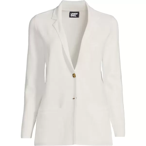 imageLands End Womens Fine Gauge Cotton Button Front Blazer SweaterIvory