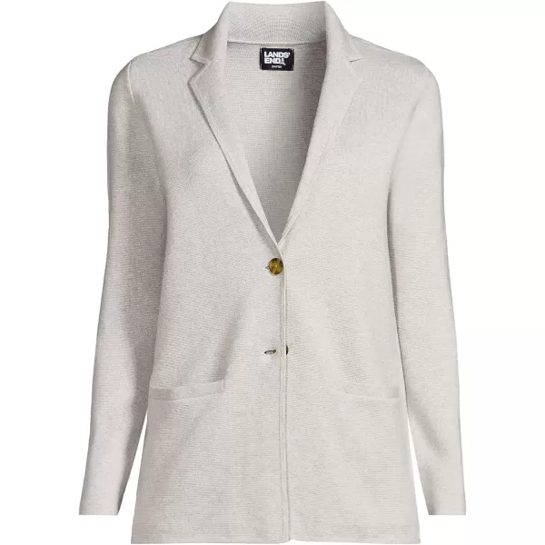 imageLands End Womens Fine Gauge Cotton Button Front Blazer SweaterLight Gray Heather