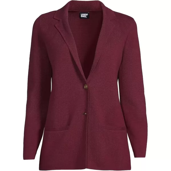 imageLands End Womens Fine Gauge Cotton Button Front Blazer SweaterRich Burgundy