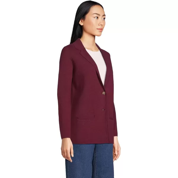 imageLands End Womens Fine Gauge Cotton Button Front Blazer SweaterRich Burgundy