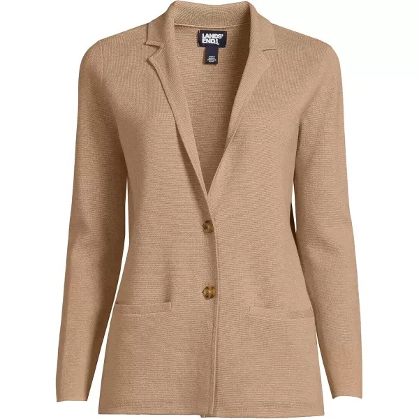 imageLands End Womens Fine Gauge Cotton Button Front Blazer SweaterVicuna Heather