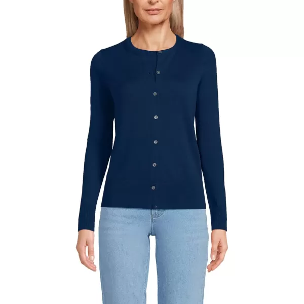 imageLands End Womens Fine Gauge Cotton Cardigan SweaterDeep Sea Navy