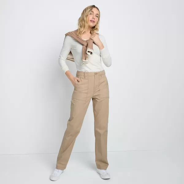 imageLands End Womens High Rise Chino Utility PantsDesert Tan