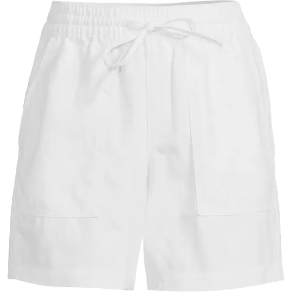 imageLands End Womens High Rise Pull On Drawstring Aline 7quot Linen ShortsWhite