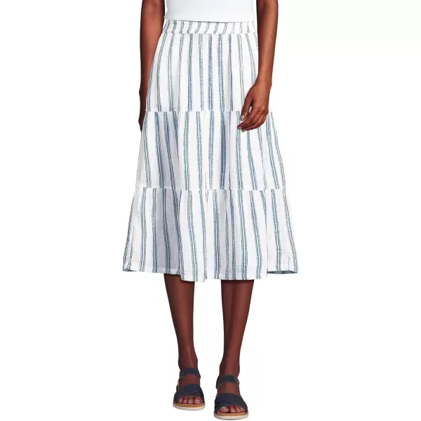 imageLands End Womens High Rise Tiered Gauze Midi SkirtNavy Double Stripe