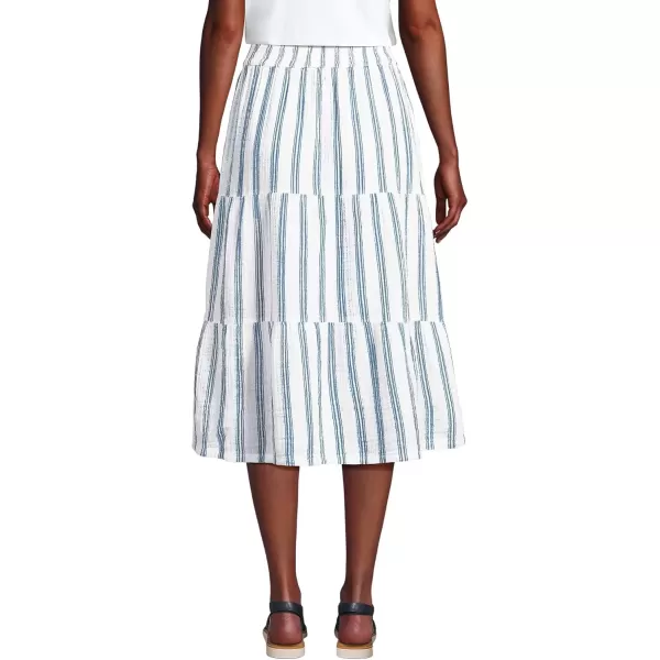 imageLands End Womens High Rise Tiered Gauze Midi SkirtNavy Double Stripe