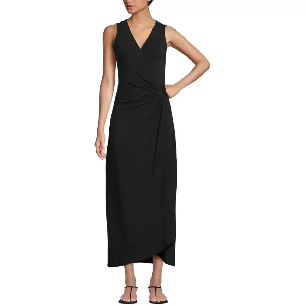 imageLands End Womens Light Weight Cotton Modal Sleeveless Surplice Maxi DressBlack