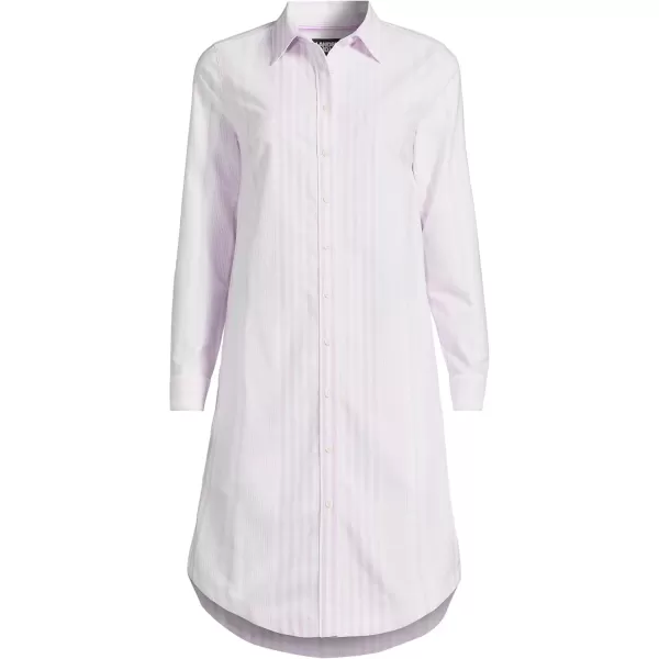 imageLands End Womens Linen Long Sleeve Button Front Shirt DressBlushed Lilac Founder Stripe