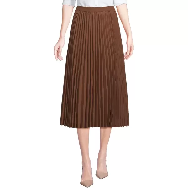 imageLands End Womens Poly Crepe Pleated Midi SkirtAllspice