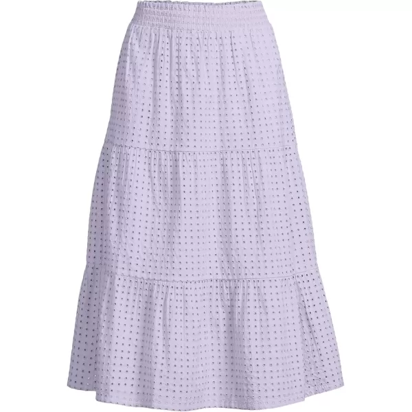 imageLands End Womens Poplin Elastic Waist Tiered Midi SkirtLilac Frost