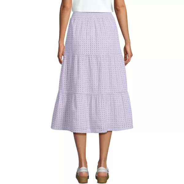 imageLands End Womens Poplin Elastic Waist Tiered Midi SkirtLilac Frost