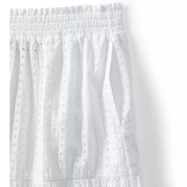 imageLands End Womens Poplin Elastic Waist Tiered Midi SkirtWhite