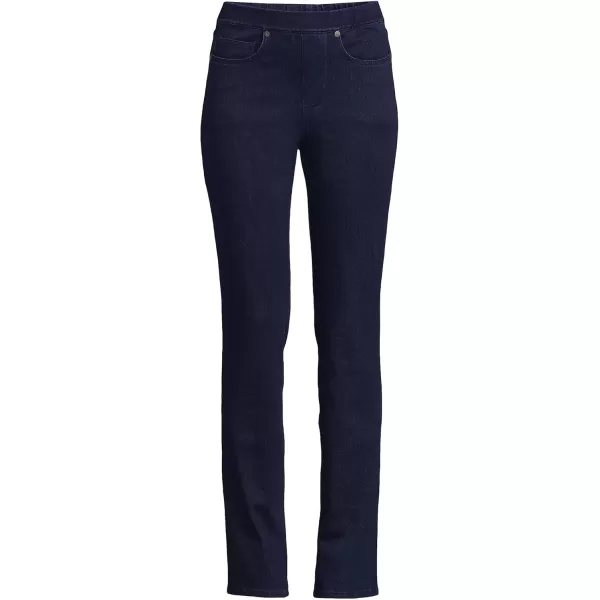 imageLands End Womens Starfish Mid Rise Knit Denim Straight JeansDark Indigo