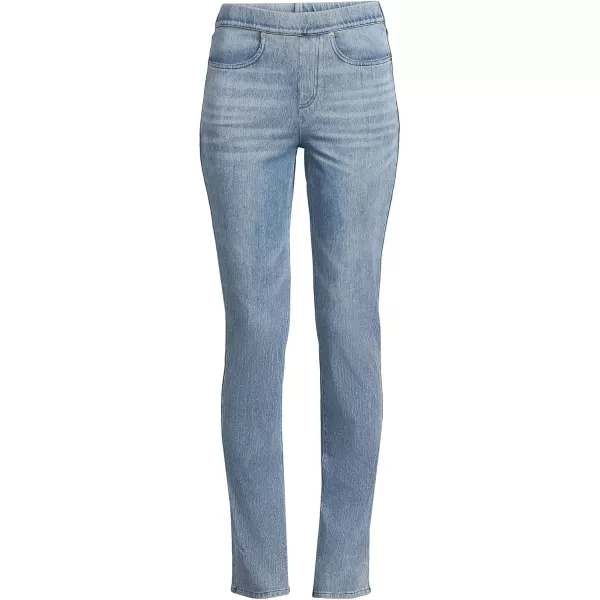 imageLands End Womens Starfish Mid Rise Knit Denim Straight JeansLight Brook