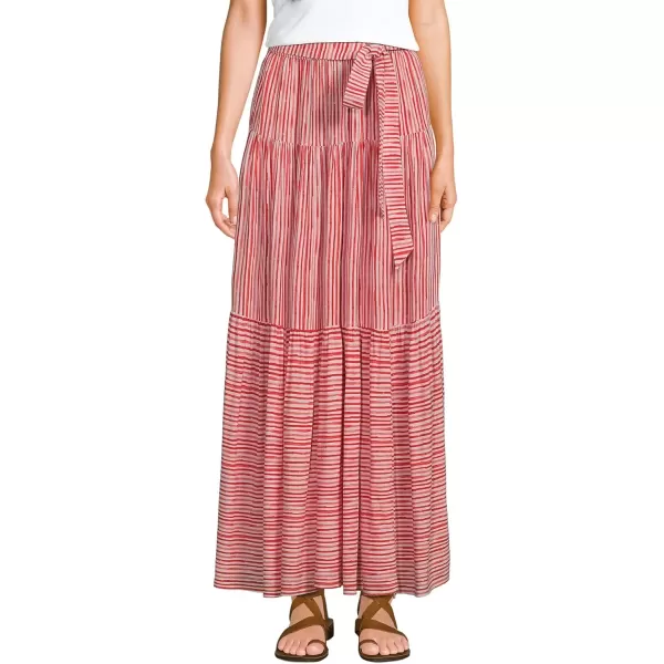 imageLands End Womens Tiered Rayon Maxi SkirtSahara Desert Painted Stripe