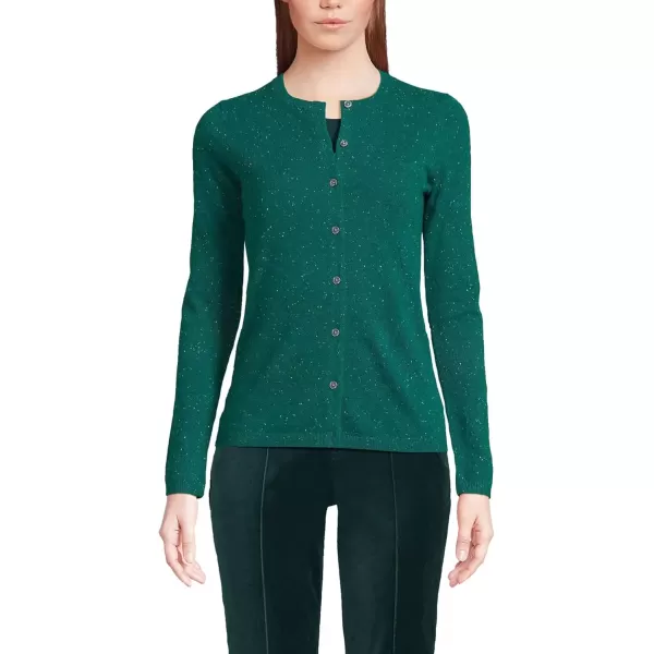 imageLands End Womens Cashmere Cardigan SweaterBright Evergreen Donegal