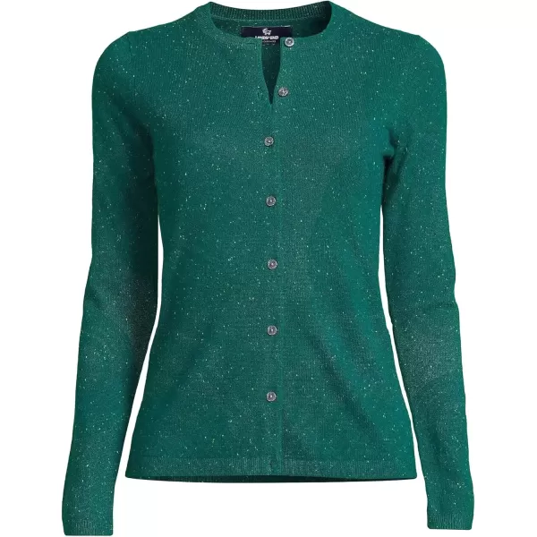 imageLands End Womens Cashmere Cardigan SweaterBright Evergreen Donegal