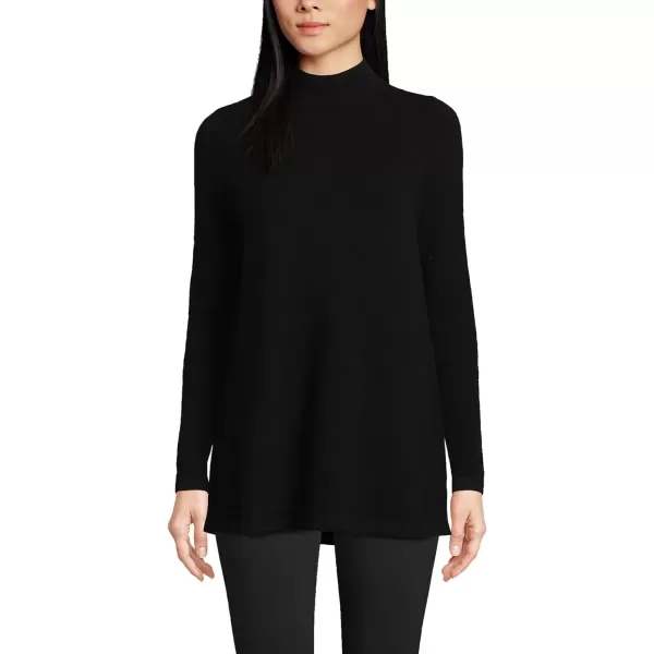 imageLands End Womens Cashmere Mock Neck Swing Tunic SweaterBlack