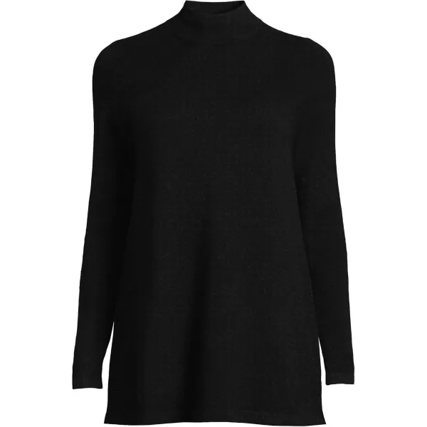 imageLands End Womens Cashmere Mock Neck Swing Tunic SweaterBlack