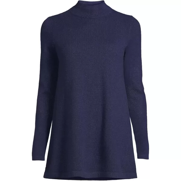 imageLands End Womens Cashmere Mock Neck Swing Tunic SweaterDeep Sea Navy