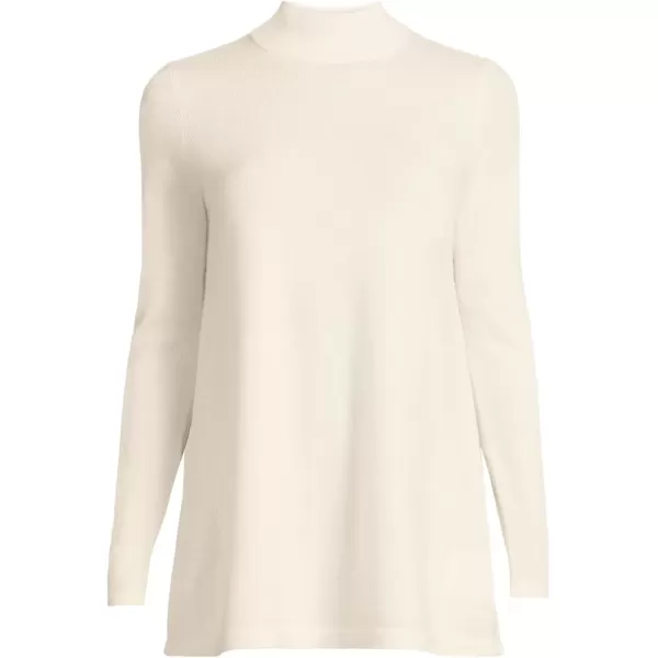 imageLands End Womens Cashmere Mock Neck Swing Tunic SweaterFresh Ivory