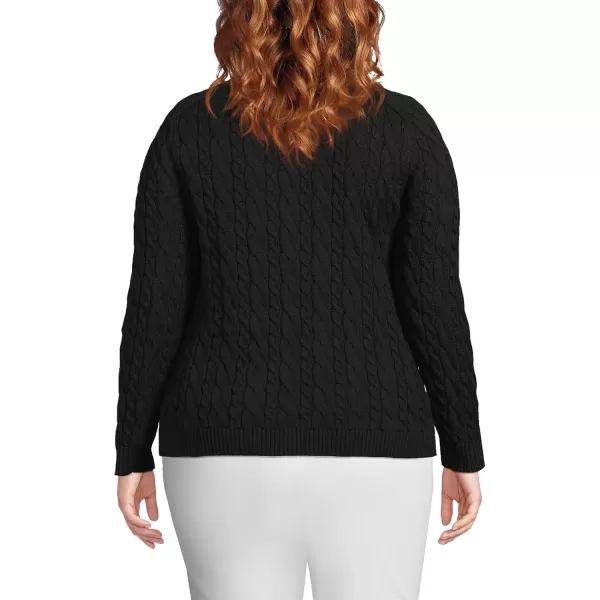 imageLands End Womens Cotton Cable Drifter Crewneck SweaterBlack