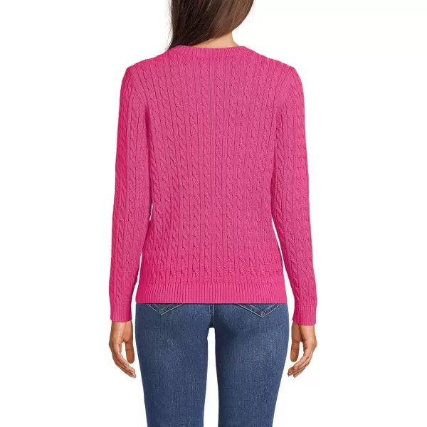 imageLands End Womens Cotton Drifter Crew Cable Pullover SweaterSpiced Rhubarb