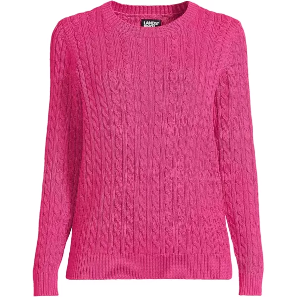 imageLands End Womens Cotton Drifter Crew Cable Pullover SweaterSpiced Rhubarb