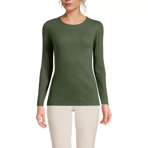 imageLands End Womens Cotton Rib Knit TShirtEstate Green