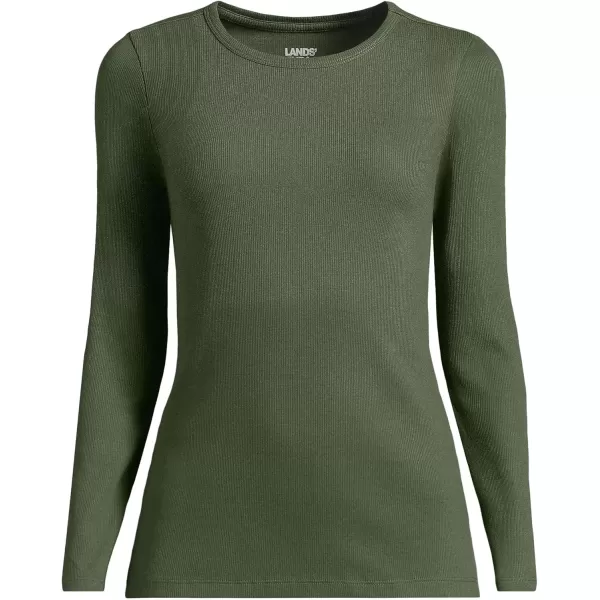 imageLands End Womens Cotton Rib Knit TShirtEstate Green