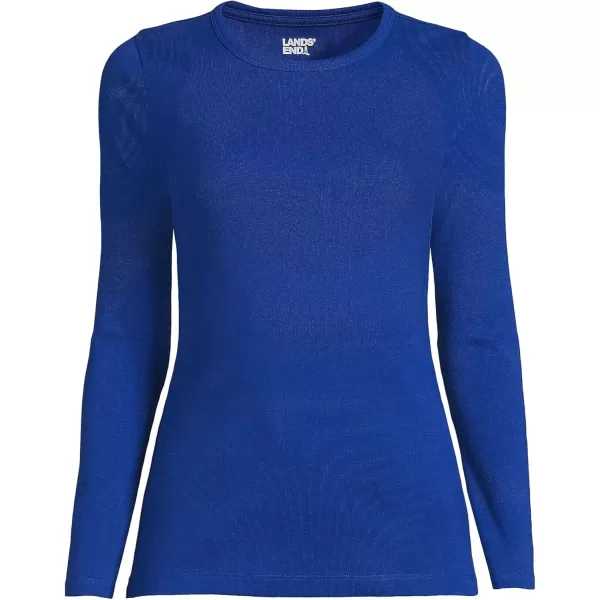 imageLands End Womens Cotton Rib Knit TShirtEvening Cobalt