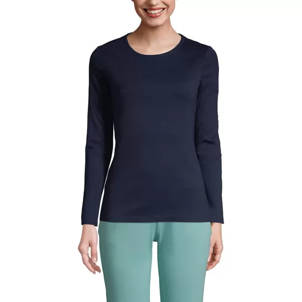 imageLands End Womens Cotton Rib Knit TShirtRadiant Navy