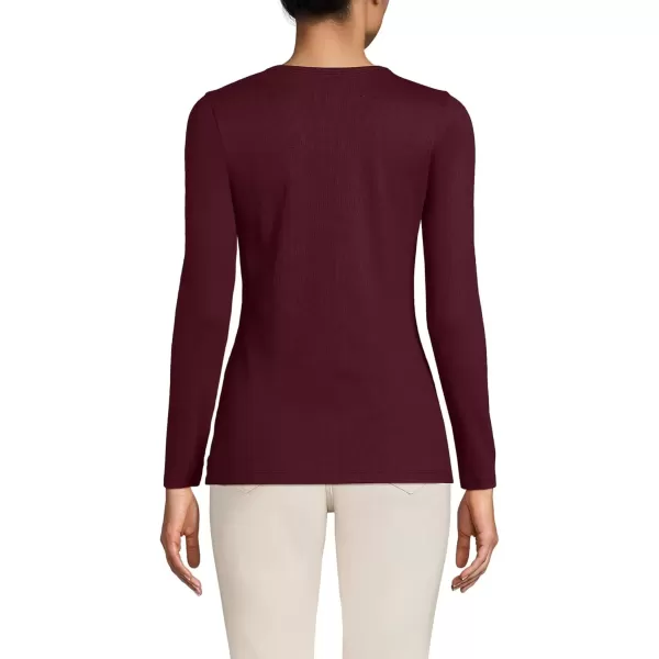 imageLands End Womens Cotton Rib Knit TShirtRich Burgundy