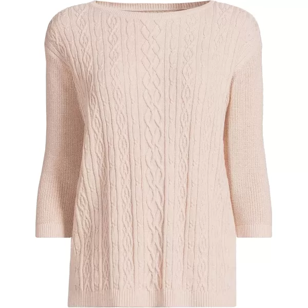 imageLands End Womens Drifter Cotton Cable Stitch SweaterOpulent Pearl Heather