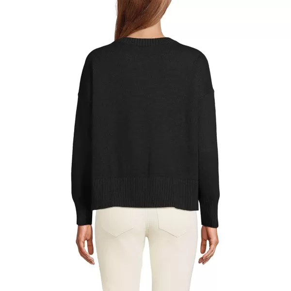 imageLands End Womens Drifter Cotton Easy Fit Crew Neck SweaterBlack