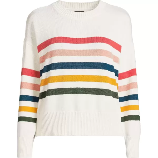 imageLands End Womens Drifter Cotton Easy Fit Crew Neck SweaterIvory Placed Stripe