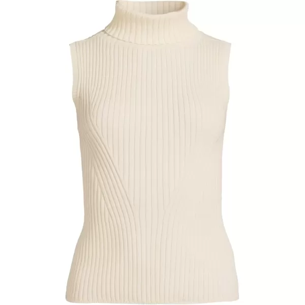 imageLands End Womens Fine Gauge Cotton Turtleneck Tank SweaterFresh Ivory