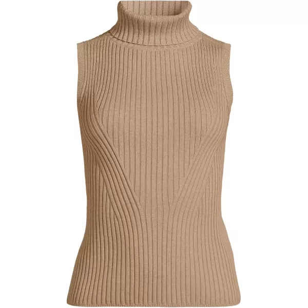 imageLands End Womens Fine Gauge Cotton Turtleneck Tank SweaterVicuna Heather