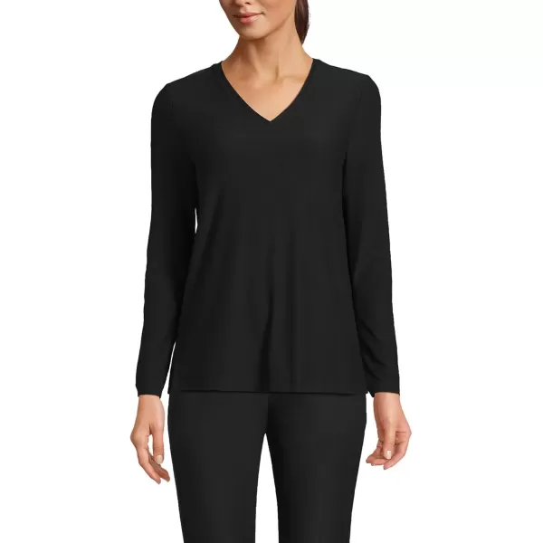 imageLands End Womens Long Sleeve Performance VNeck TopBlack