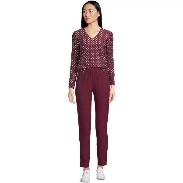 imageLands End Womens Long Sleeve Performance VNeck TopRich Burgundy Encircle Geo