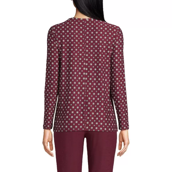 imageLands End Womens Long Sleeve Performance VNeck TopRich Burgundy Encircle Geo