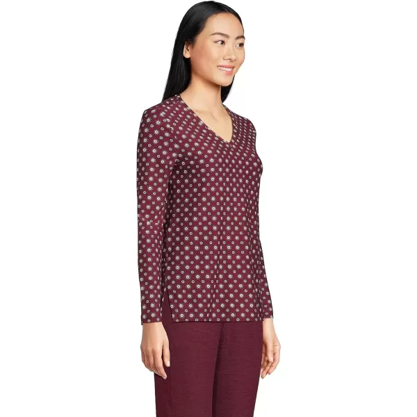 imageLands End Womens Long Sleeve Performance VNeck TopRich Burgundy Encircle Geo