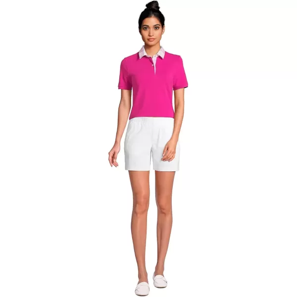 imageLands End Womens Mesh Cotton Short Sleeve Polo ShirtMagenta Berry Madras