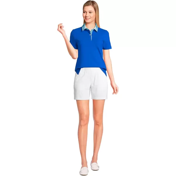 imageLands End Womens Mesh Cotton Short Sleeve Polo ShirtRoyal Cobalt Madras