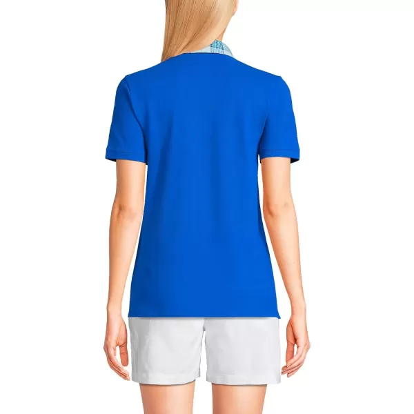 imageLands End Womens Mesh Cotton Short Sleeve Polo ShirtRoyal Cobalt Madras